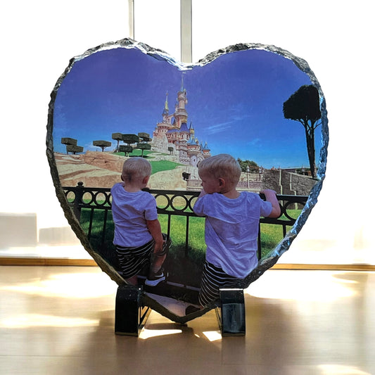 Personalised Photo Printed Heart Rock Slate.