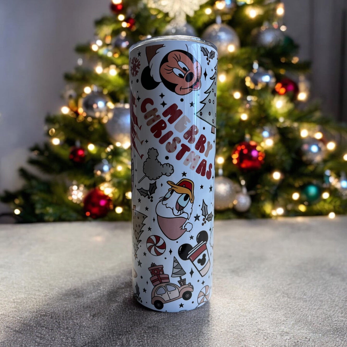 Christmas Mickey and Minnie Mouse Tumbler