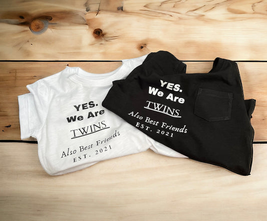 Yes. We are Twins. Personalised Birth Year Twins T-shirt.