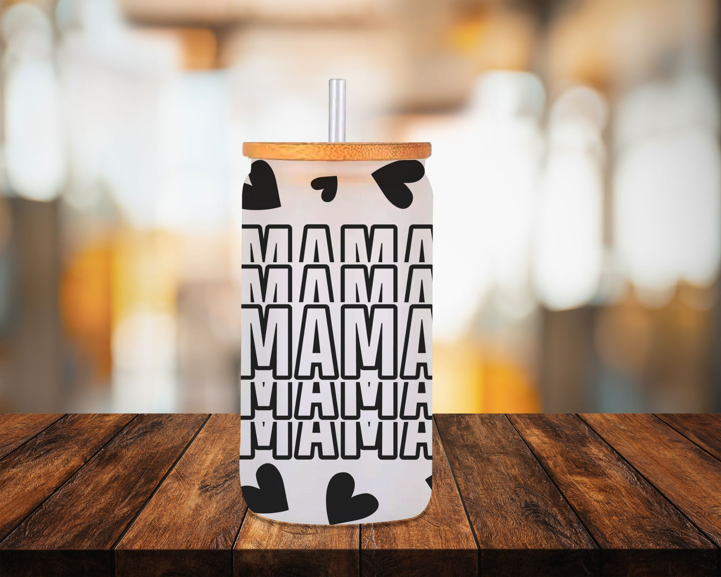 Mama Printed 16oz Frosted Glass Libbey Can