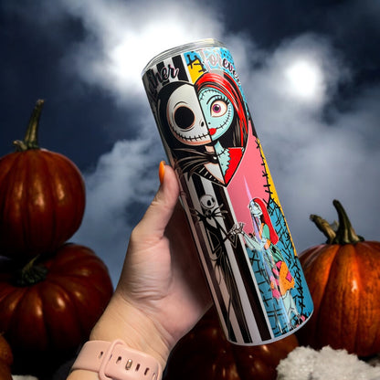 Jack & Sally Halloween 20oz Tumbler. Spooky Season.