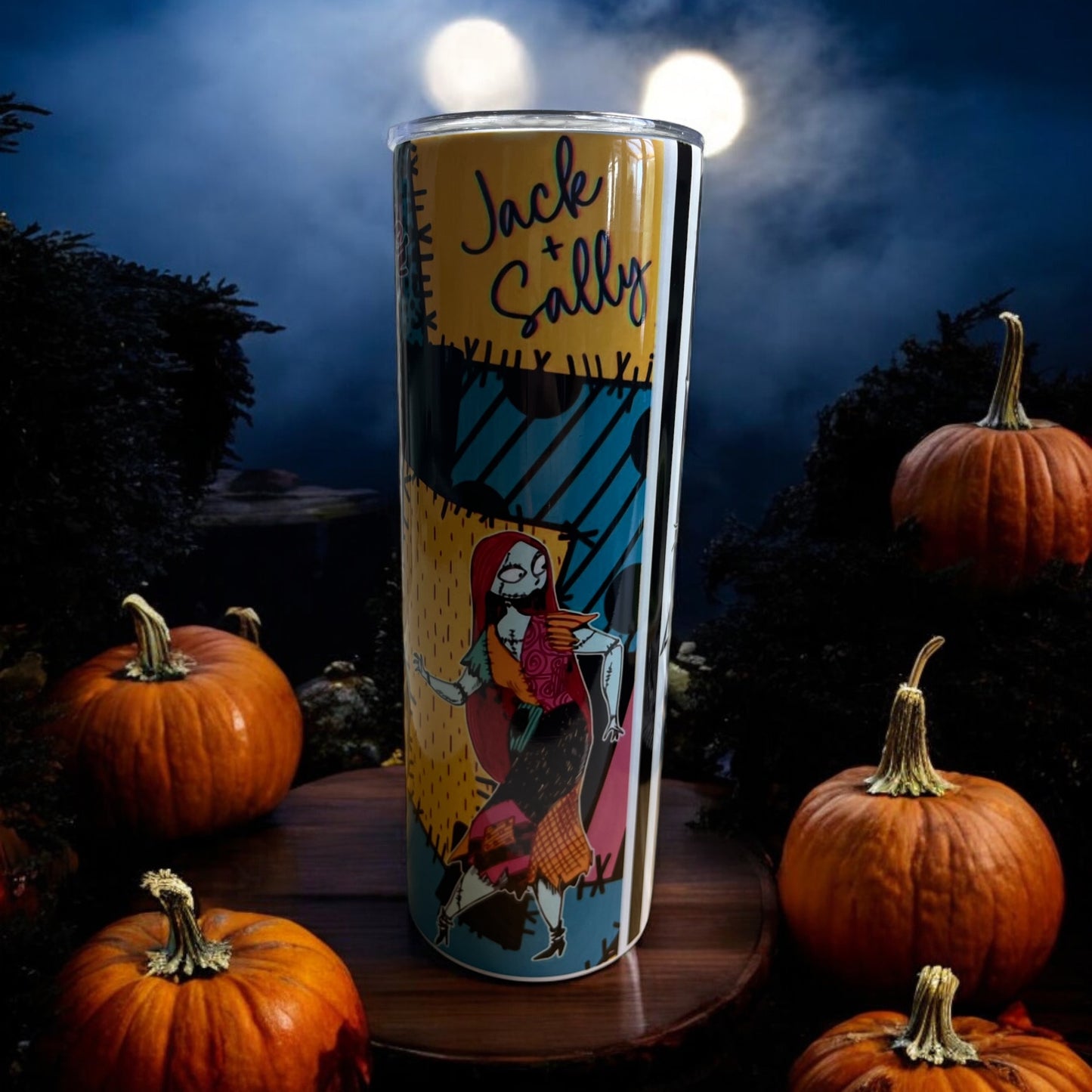 Jack & Sally Halloween 20oz Tumbler. Spooky Season.