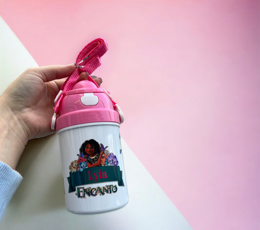 Personalised Children’s Encanto Character Drinks Bottle Pink or Blue Lid