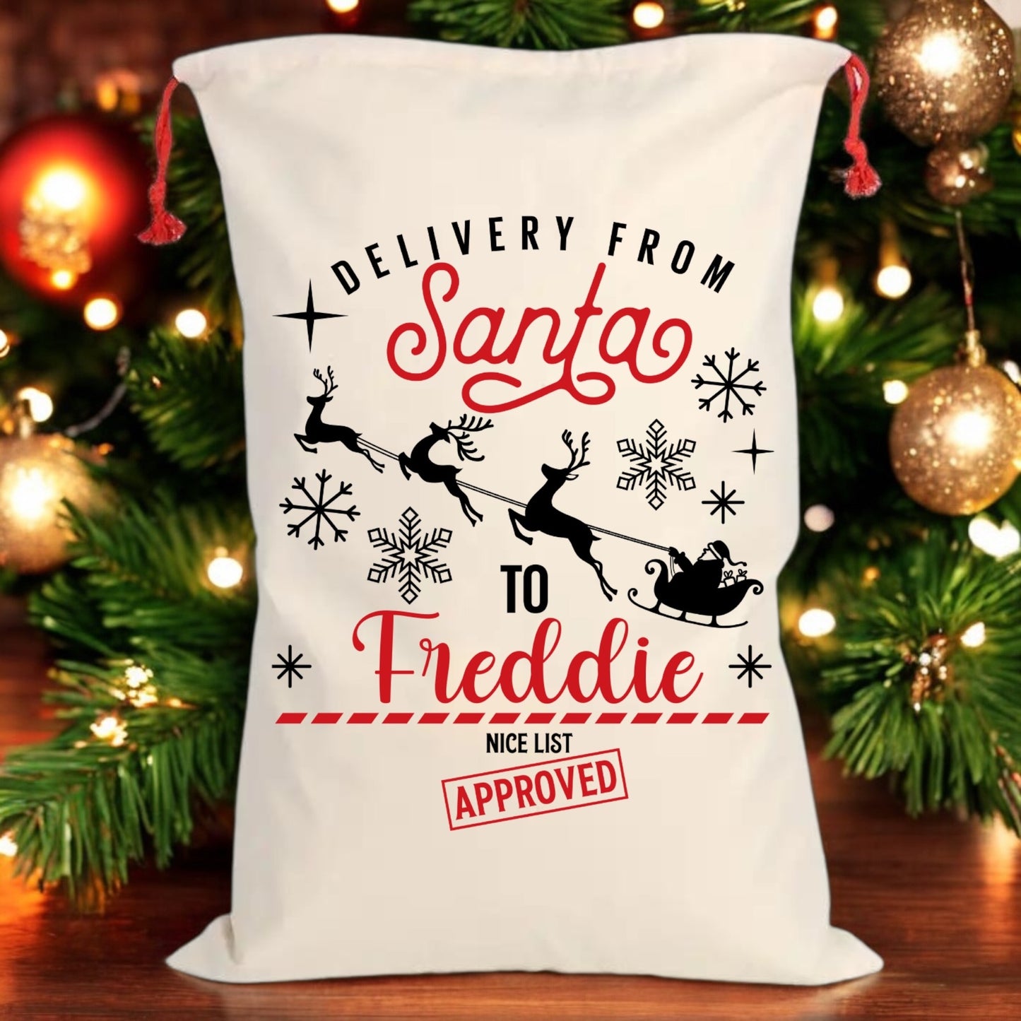 Personalised Santa Sack Nice list Approved.