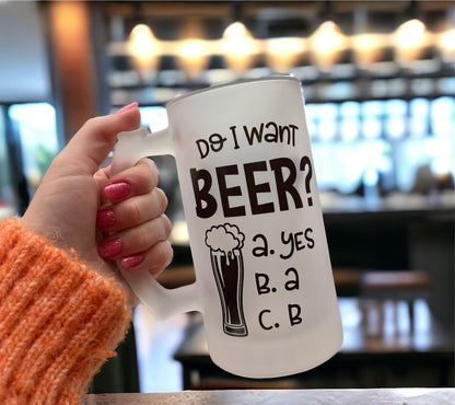 Personalised 16oz Frosted Beer Glass. Funny Beer glass. Gifts for him. Gifts for her.