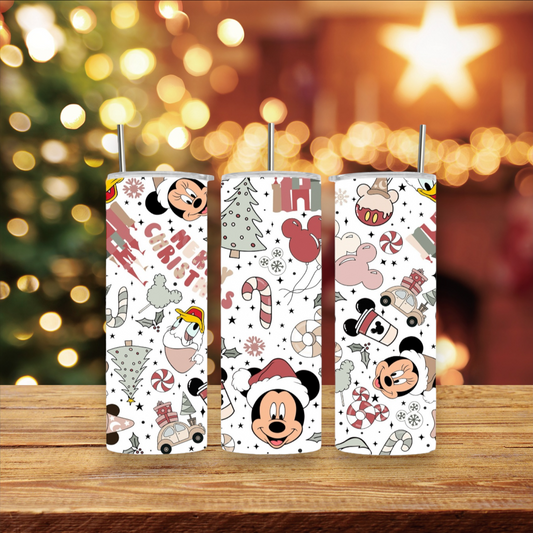 Christmas Mickey and Minnie Mouse Tumbler