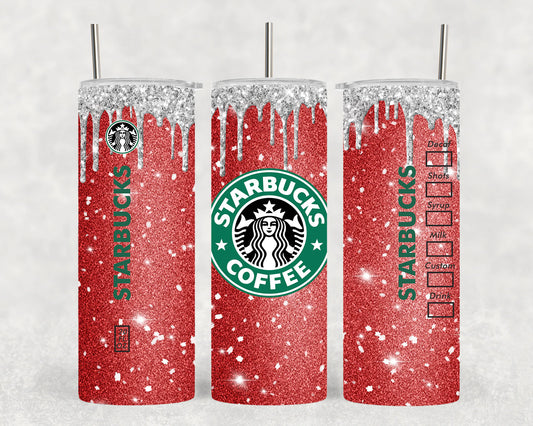 Starbucks 20oz Tumbler - Red Glitter